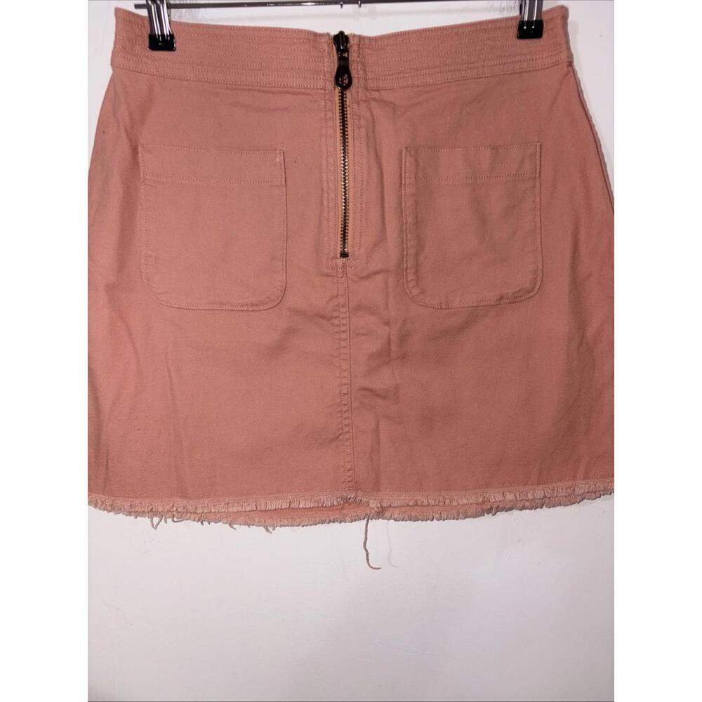 Madewell Size 6 Antique Coral Pink Zip Front Frayed Hem A-Line Mini Skirt